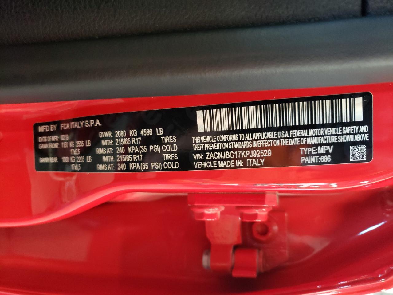 ZACNJBC17KPJ92529 2019 Jeep Renegade Trailhawk