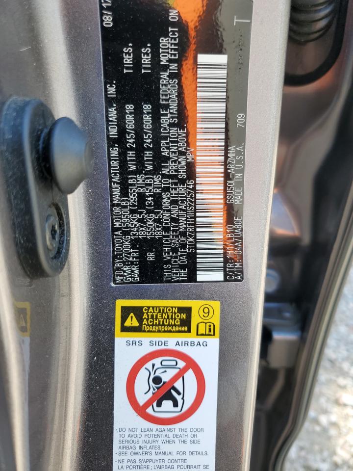 5TDKZRFH1HS225746 2017 Toyota Highlander Se