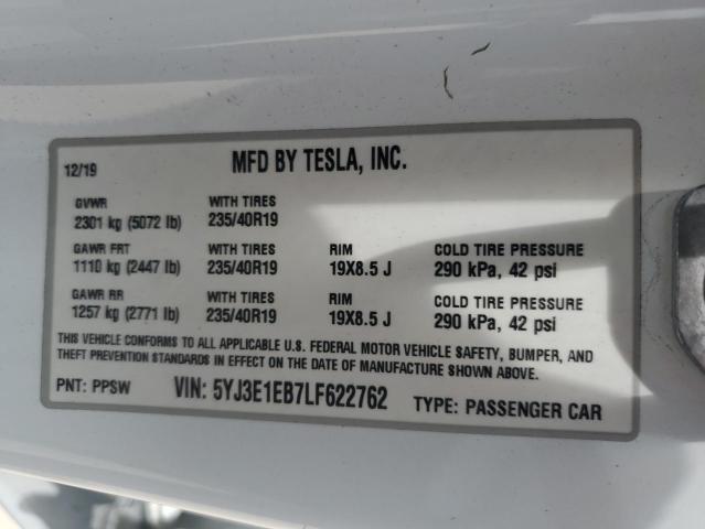 2020 TESLA MODEL 3 - 5YJ3E1EB7LF622762