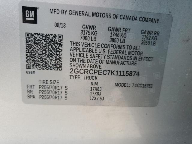 2019 CHEVROLET SILVERADO - 2GCRCPEC7K1115874