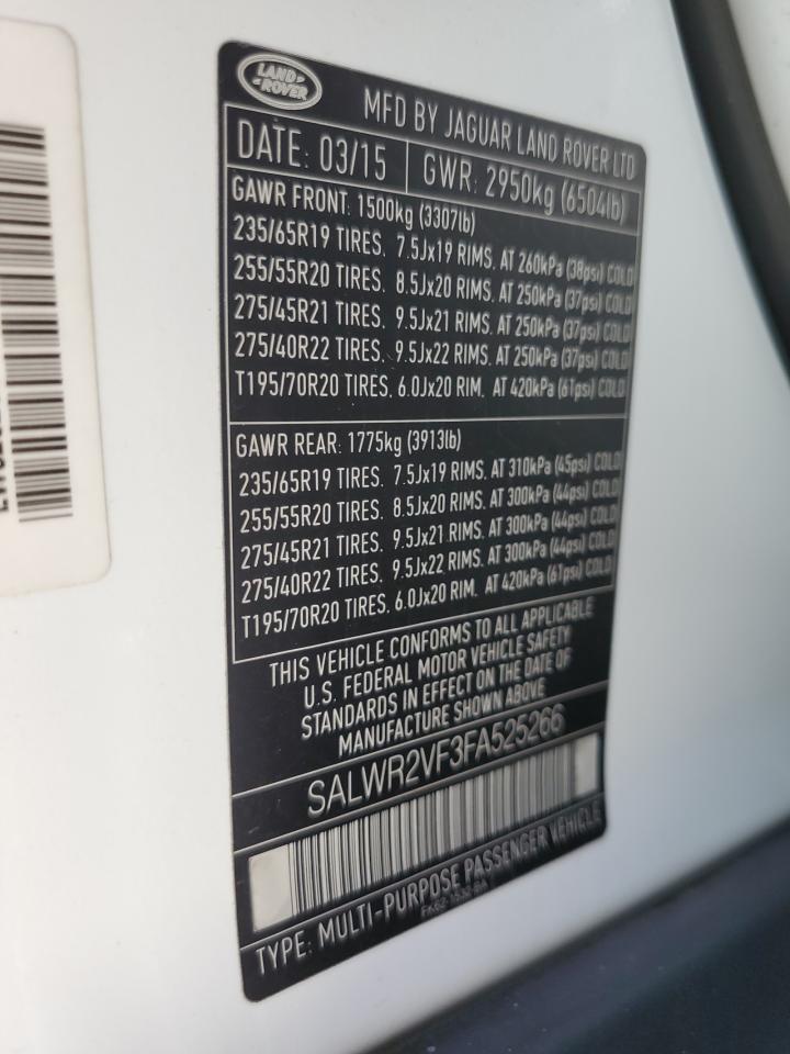 SALWR2VF3FA525266 2015 Land Rover Range Rover Sport Hse