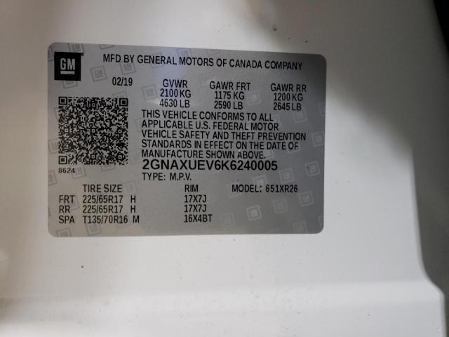 2019 CHEVROLET EQUINOX LT - 2GNAXUEV6K6240005