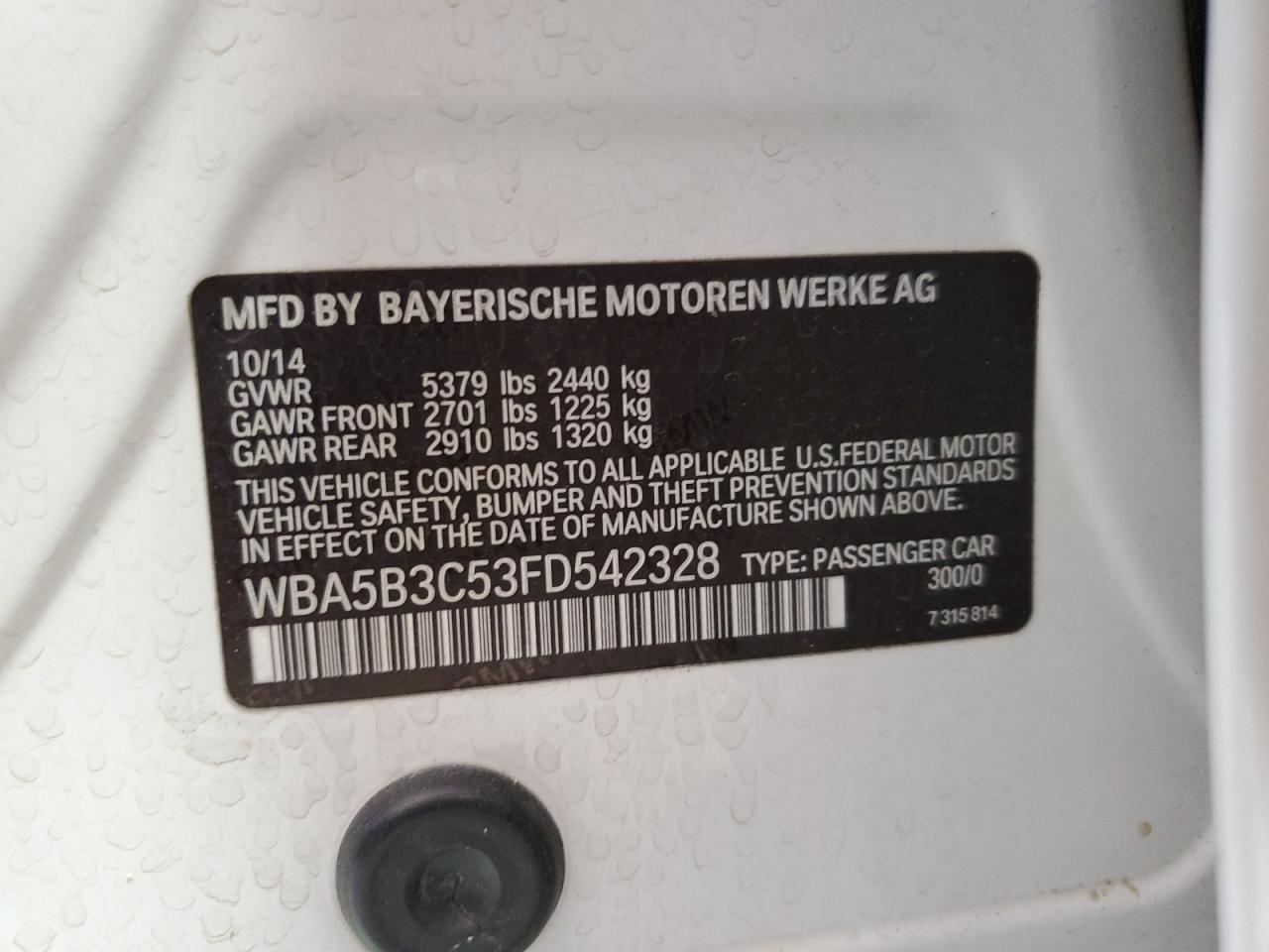 WBA5B3C53FD542328 2015 BMW 535 Xi