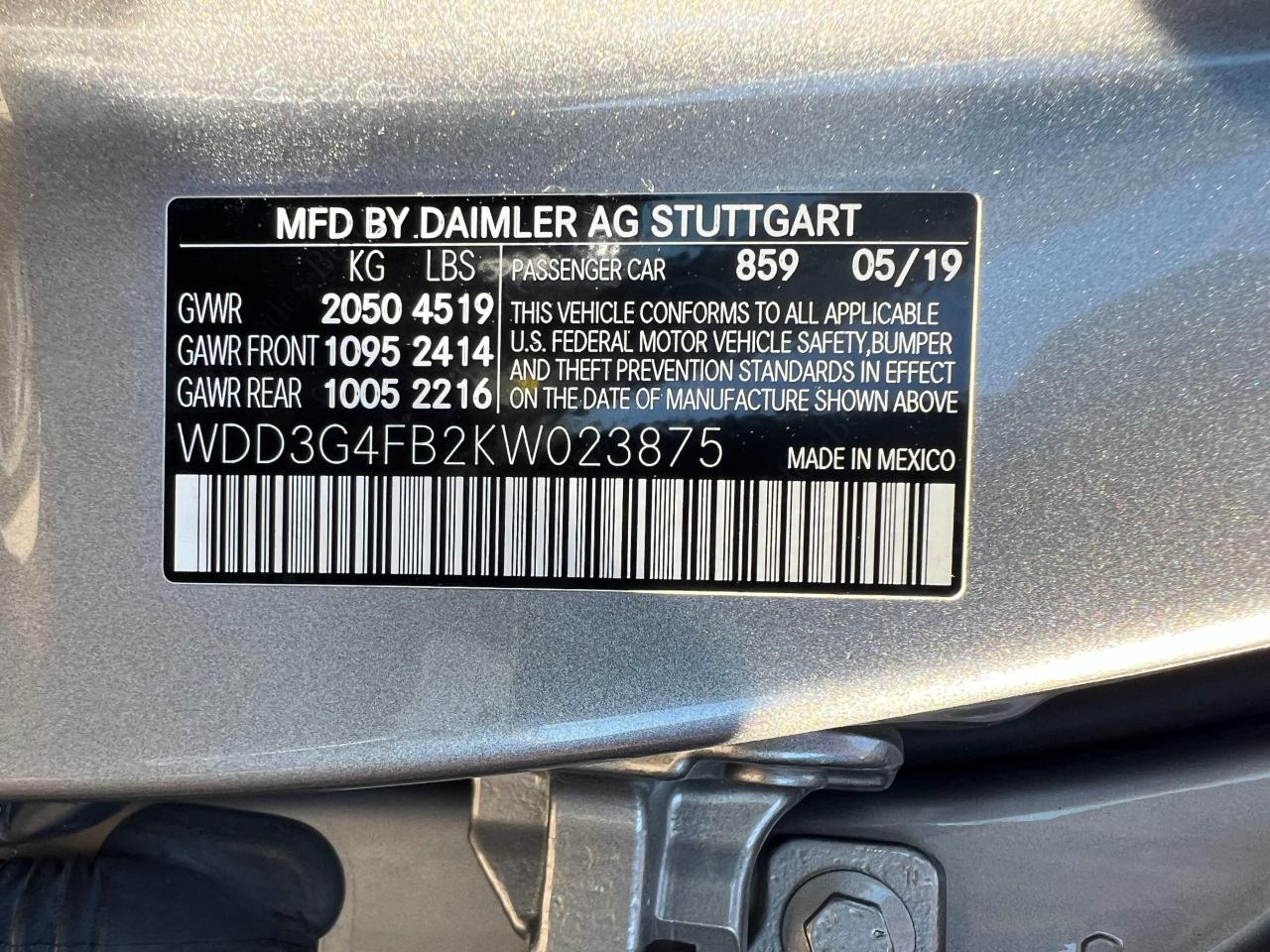 2019 Mercedes-Benz A 220 4Matic vin: WDD3G4FB2KW023875