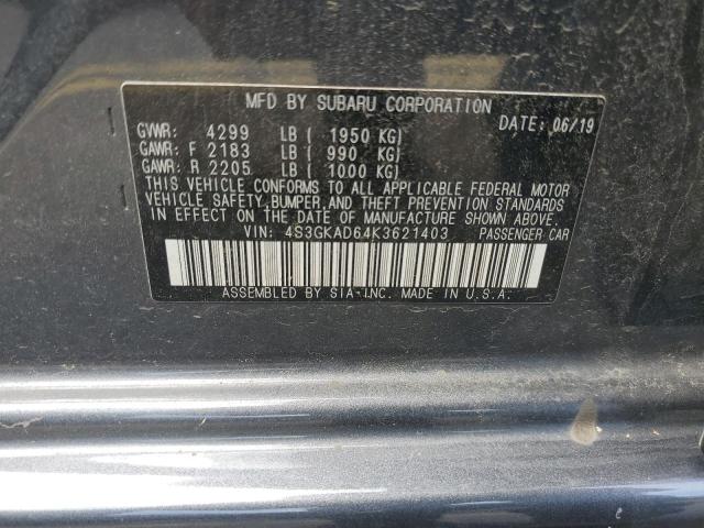 2019 Subaru Impreza Premium VIN: 4S3GKAD64K3621403 Lot: 61199354