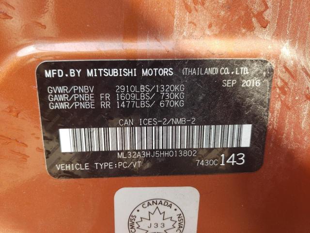 2017 MITSUBISHI MIRAGE ES - ML32A3HJ5HH013802