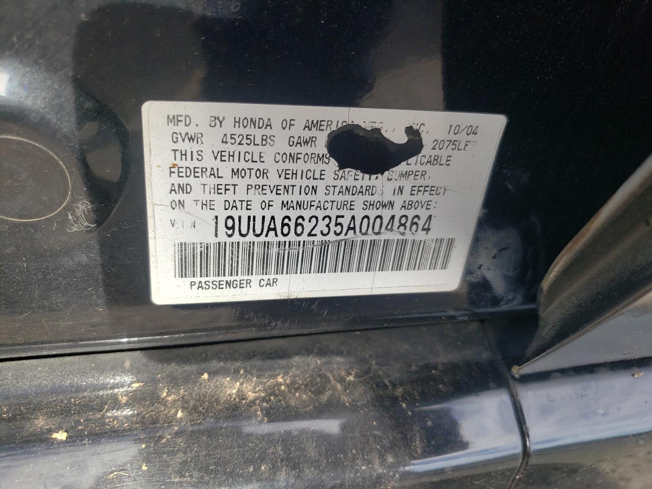 19UUA66235A004864 2005 Acura Tl