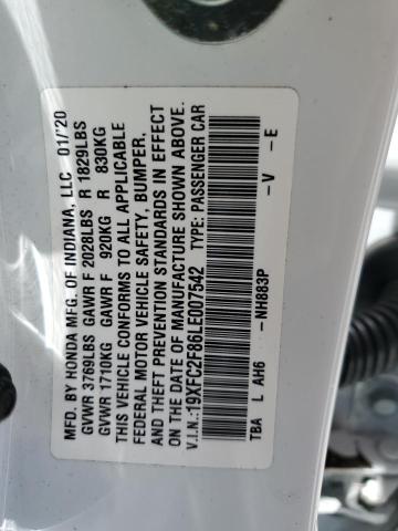 2020 Honda Civic Sport VIN: 19XFC2F86LE007542 Lot: 62059844