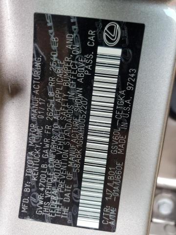 2017 Lexus Es 350 VIN: 58ABK1GGXHU052207 Lot: 62800874