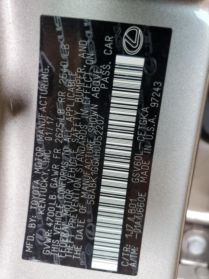 58ABK1GGXHU052207 2017 Lexus Es 350