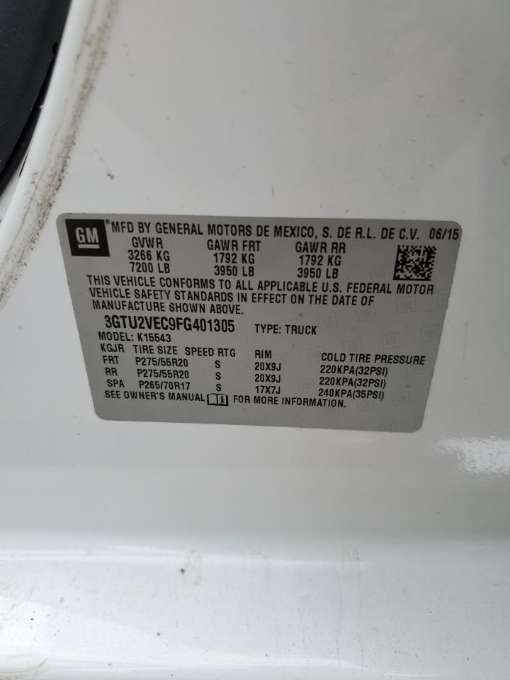 3GTU2VEC9FG401305 2015 GMC Sierra K1500 Slt