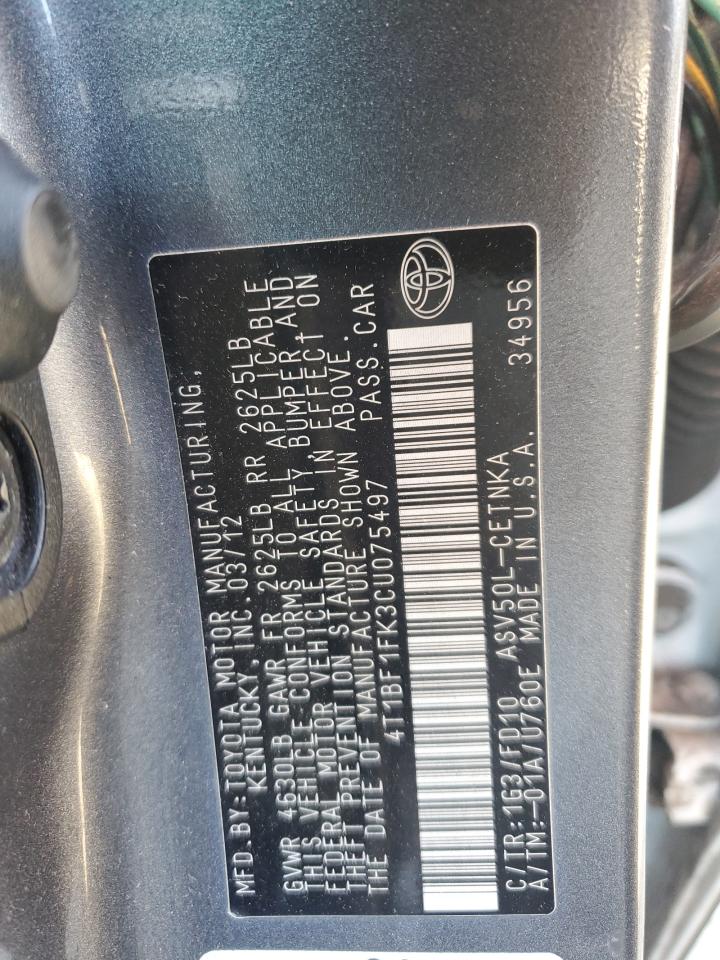 4T1BF1FK3CU075497 2012 Toyota Camry Base