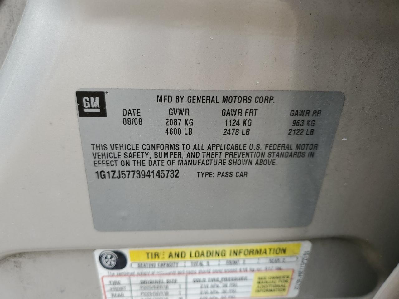 1G1ZJ577394145732 2009 Chevrolet Malibu 2Lt