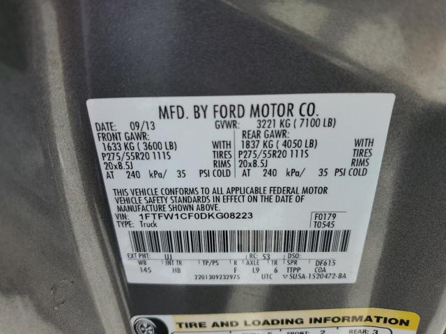 2013 Ford F150 Supercrew VIN: 1FTFW1CF0DKG08223 Lot: 63269054
