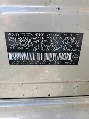 2010 Lexus Es 350 VIN: JTHBK1EGXA2410582 Lot: 61036724