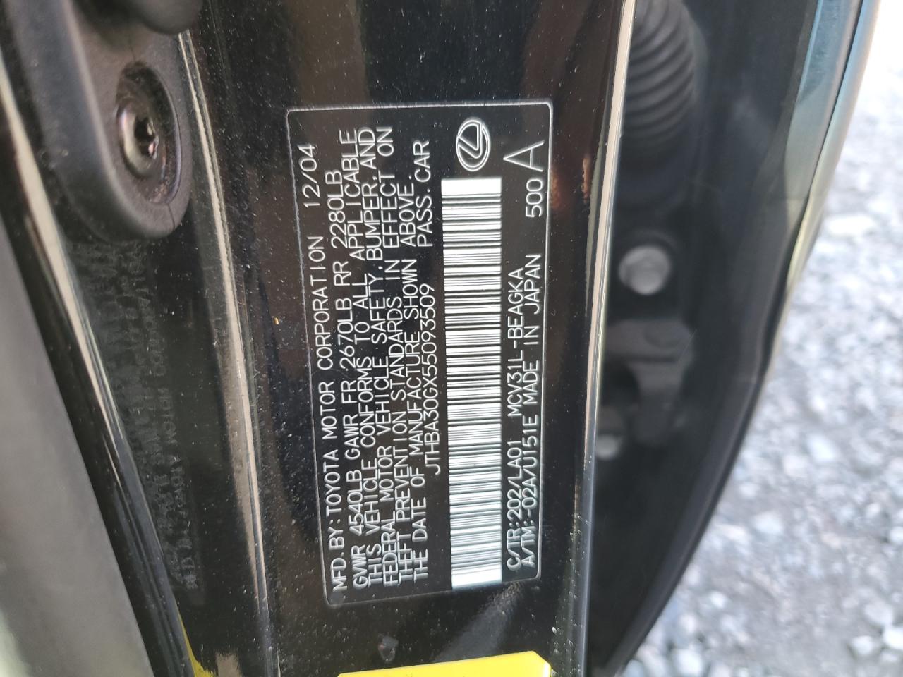 JTHBA30GX55093509 2005 Lexus Es 330