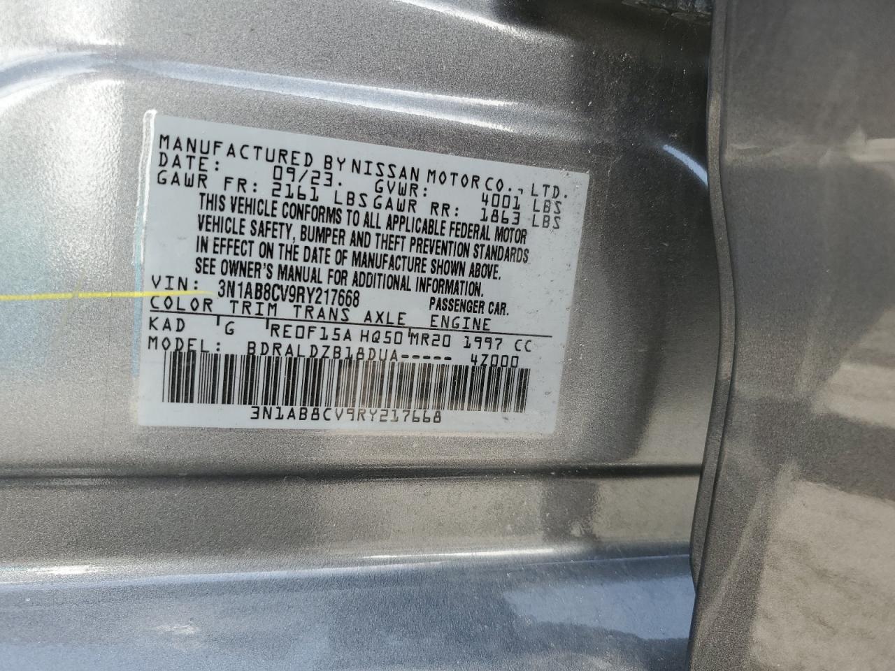 2024 Nissan Sentra Sv vin: 3N1AB8CV9RY217668