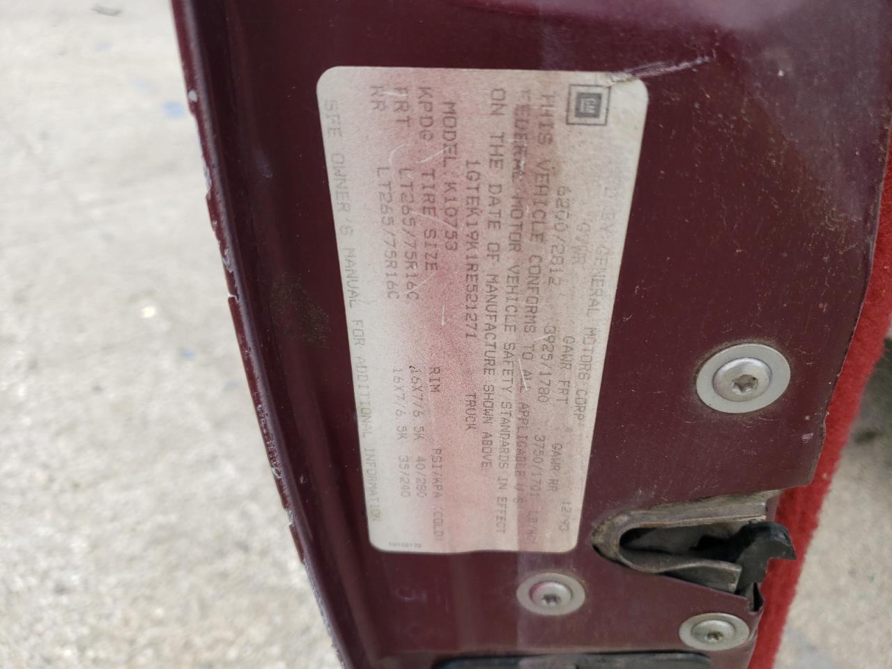 1GTEK19K1RE521271 1994 GMC Sierra K1500