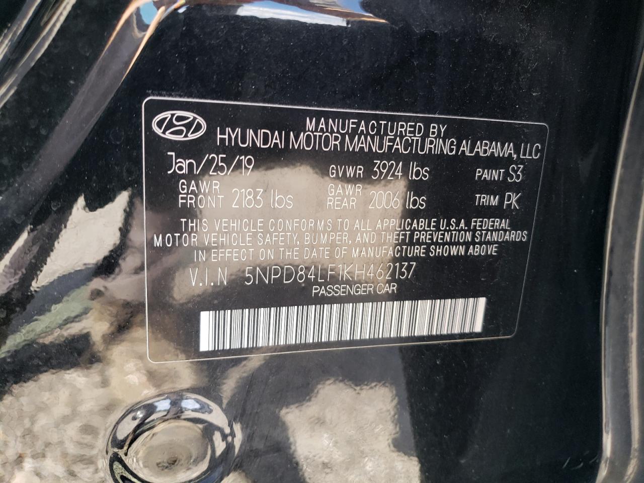 5NPD84LF1KH462137 2019 Hyundai Elantra Sel