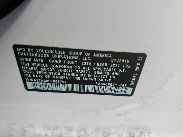2015 VOLKSWAGEN PASSAT S - 1VWAS7A30FC066701