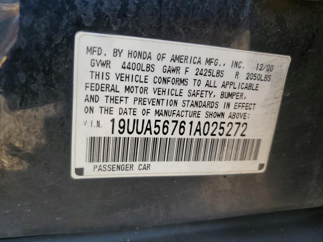 19UUA56761A025272 2001 Acura 3.2Tl