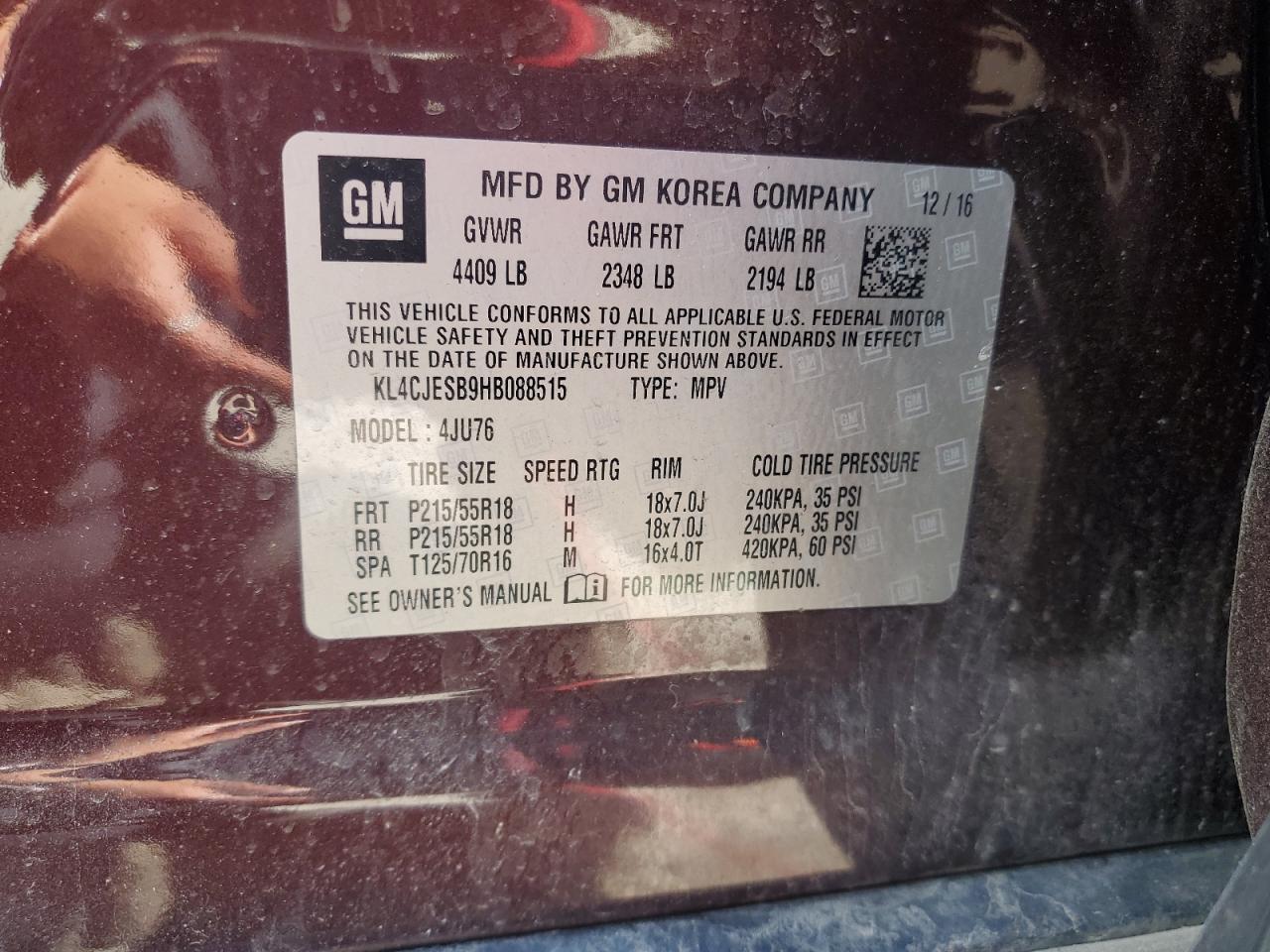 KL4CJESB9HB088515 2017 Buick Encore Preferred