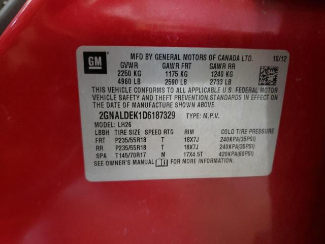 2013 Chevrolet Equinox Lt VIN: 2GNALDEK1D6187329 Lot: 62675634