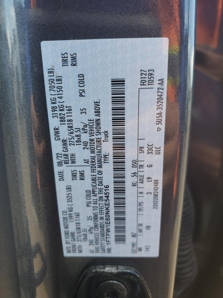 1FTFW1E80NKE54516 2022 Ford F150 Supercrew