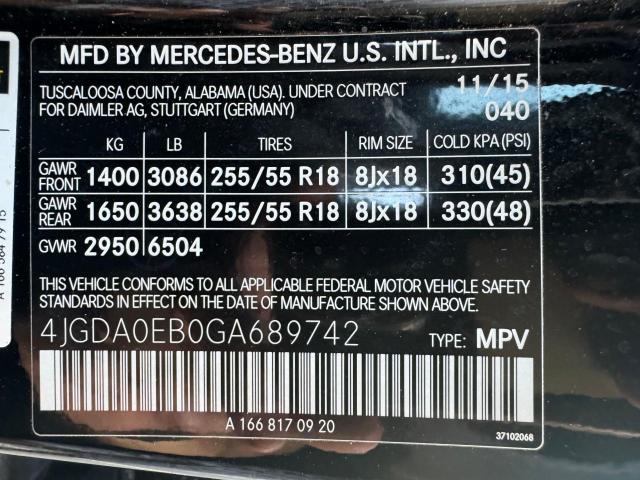 2016 Mercedes-Benz Gle 300D 4Matic VIN: 4JGDA0EB0GA689742 Lot: 62572854