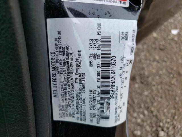 2012 Ford Fusion Se VIN: 3FAHP0HA2CR410370 Lot: 62604374