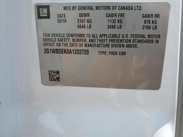 2010 Chevrolet Impala Lt VIN: 2G1WB5EK8A1203728 Lot: 62444374