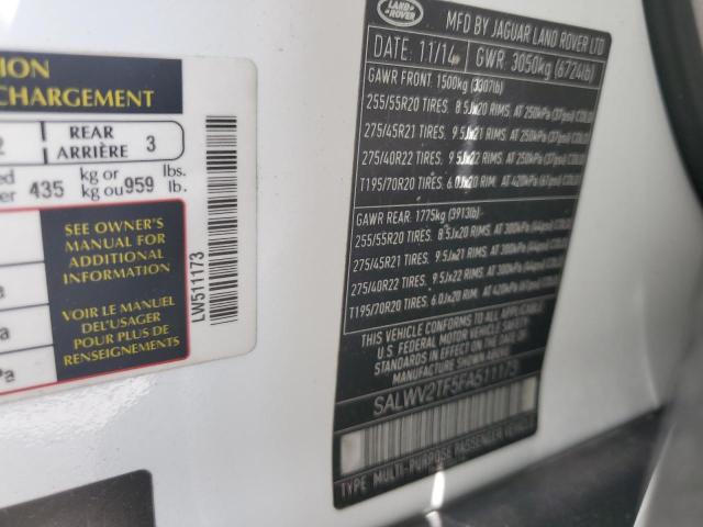 2015 LAND ROVER RANGE ROVE - SALWV2TF5FA511173