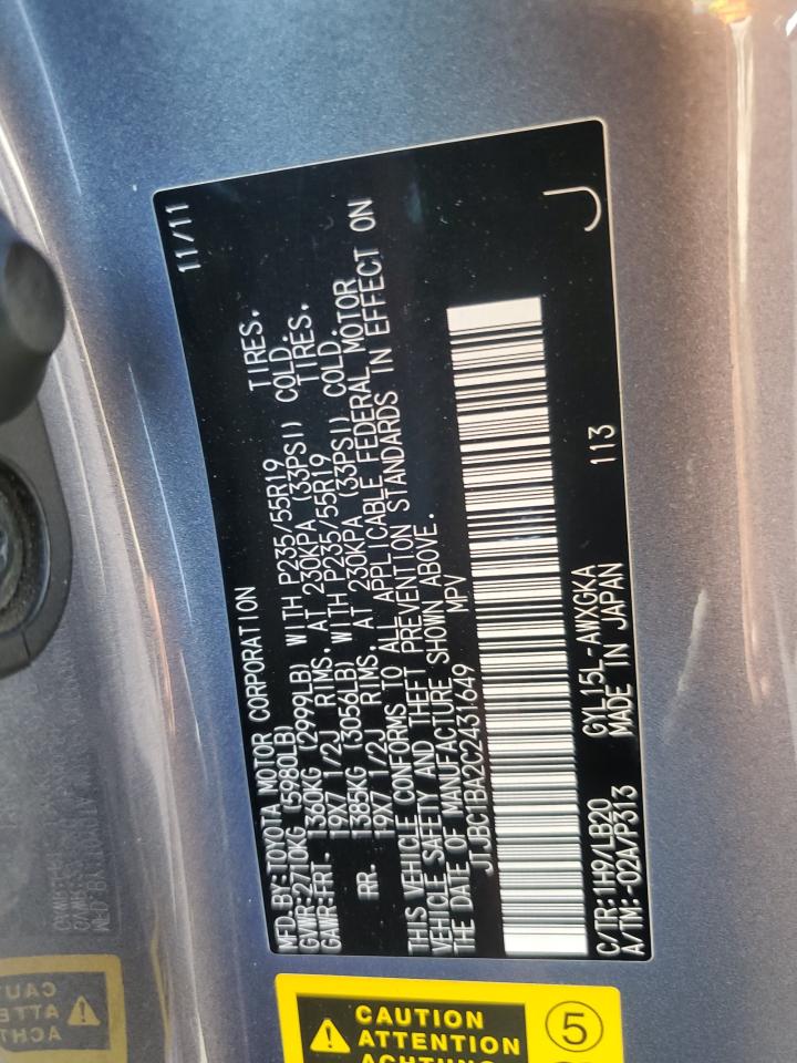 JTJBC1BA2C2431649 2012 Lexus Rx 450