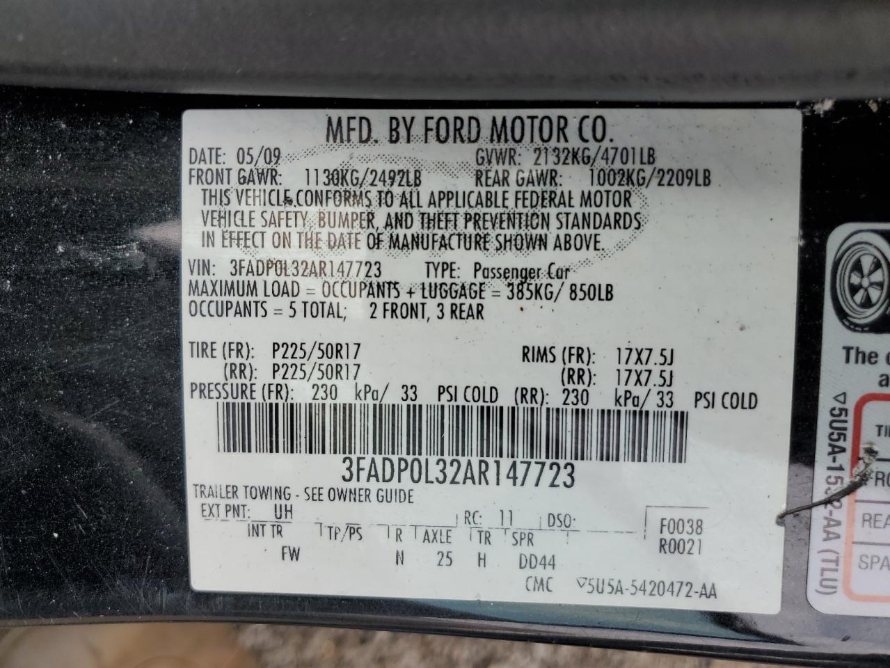 3FADP0L32AR147723 2010 Ford Fusion Hybrid