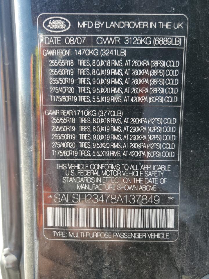 SALSH23478A137849 2008 Land Rover Range Rover Sport Supercharged