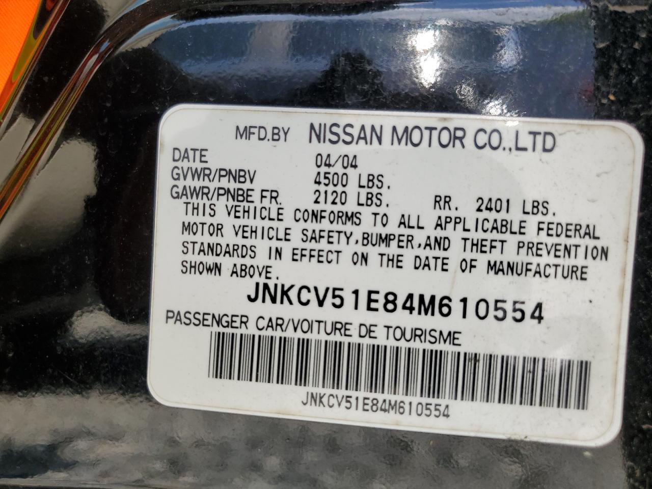 JNKCV51E84M610554 2004 Infiniti G35