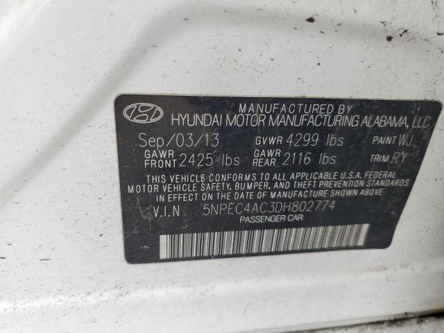 2013 Hyundai Sonata Se VIN: 5NPEC4AC3DH802774 Lot: 61919574