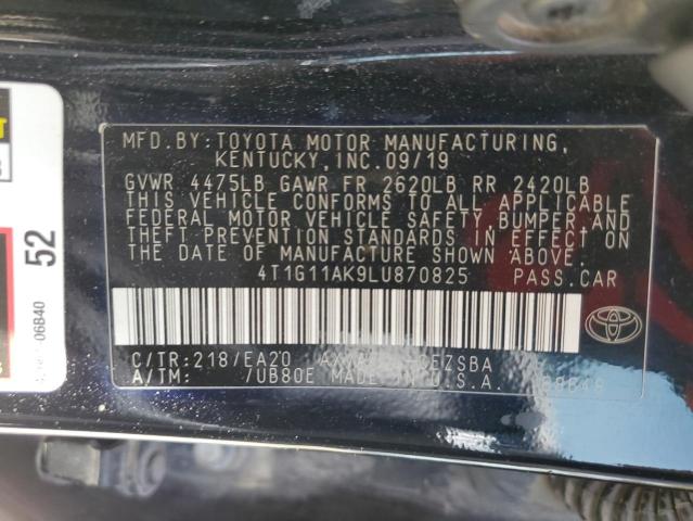 VIN 4T1G11AK9LU870825 2020 Toyota Camry, SE no.12