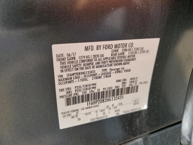 2017 Ford Taurus Se VIN: 1FAHP2D83HG133435 Lot: 59632464