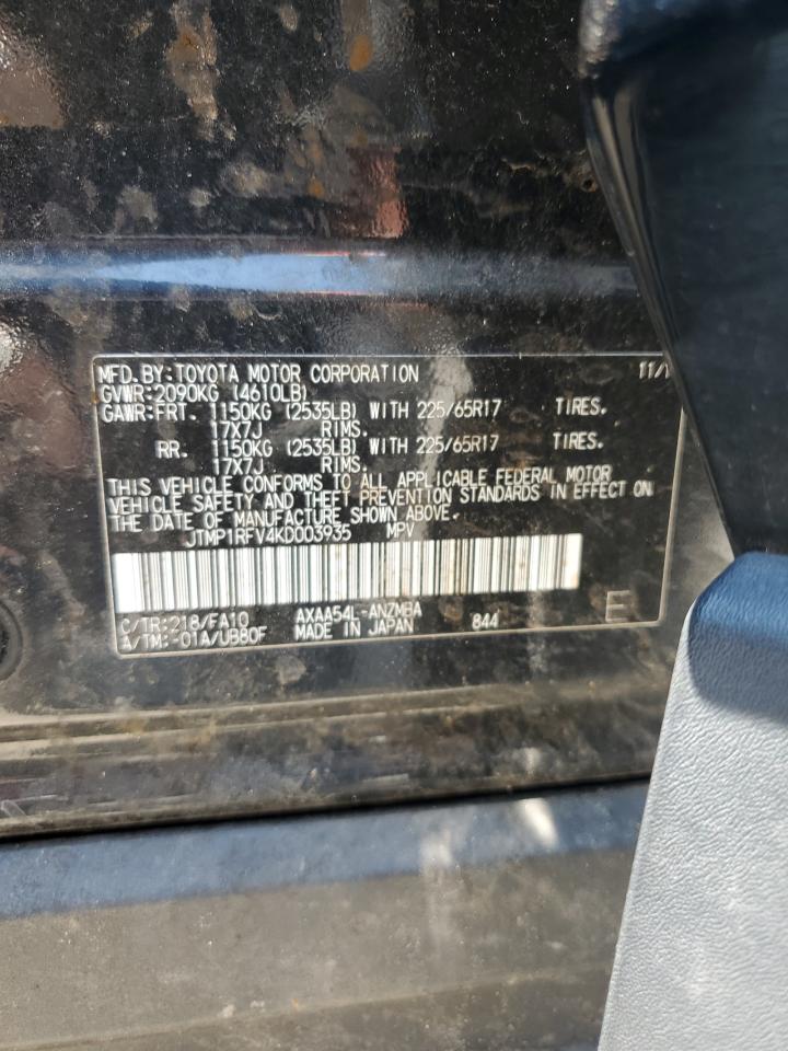 JTMP1RFV4KD003935 2019 Toyota Rav4 Xle