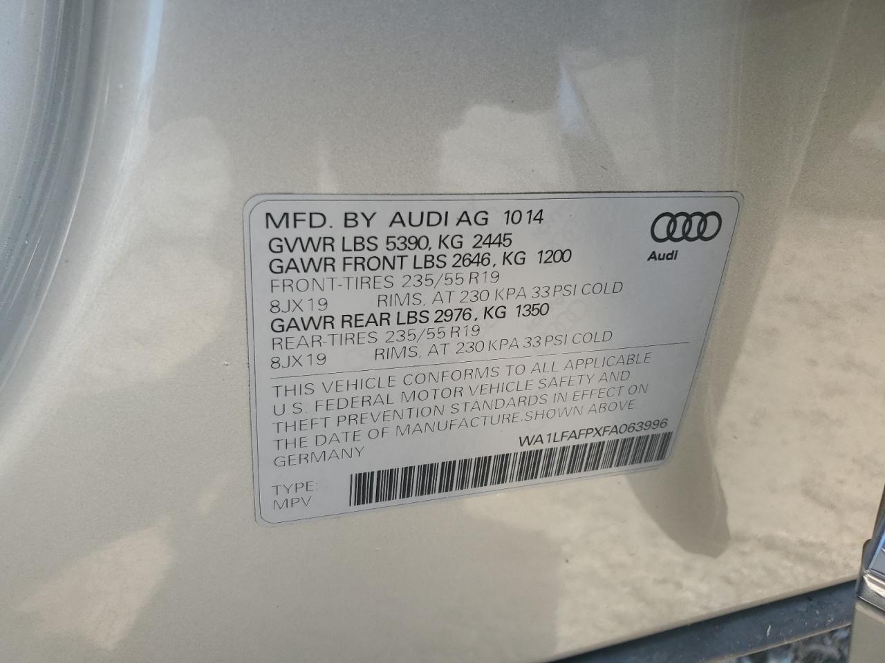 2015 Audi Q5 Premium Plus vin: WA1LFAFPXFA063996