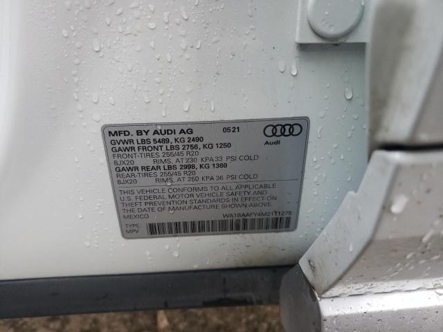 2021 Audi Q5 Premium Plus VIN: WA1BAAFY4M2111275 Lot: 60684494