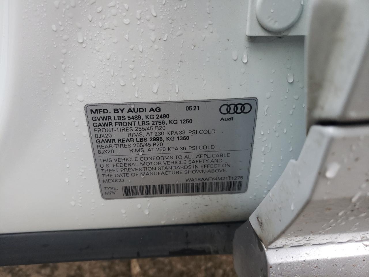 WA1BAAFY4M2111275 2021 Audi Q5 Premium Plus