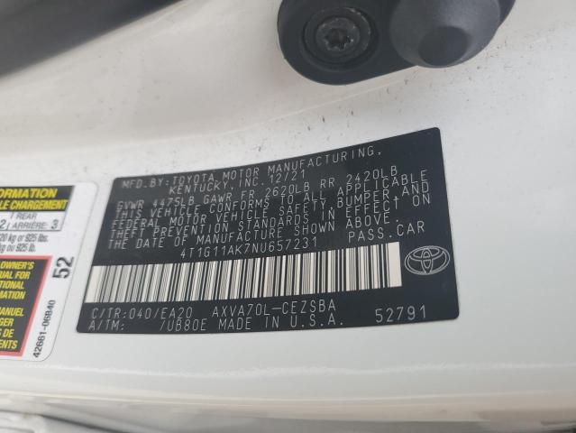 VIN 4T1G11AK7NU657231 2022 Toyota Camry, SE no.12