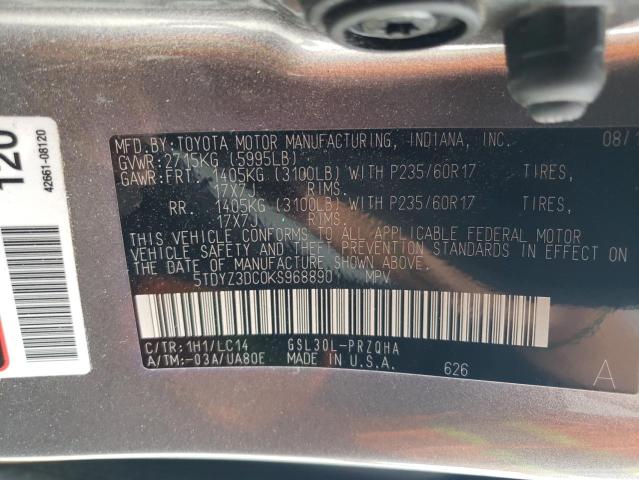 5TDYZ3DC0KS968890 2019 TOYOTA SIENNA - Image 14