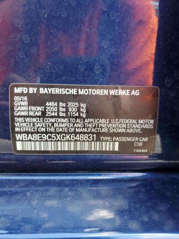 2016 BMW 328 I Sulev VIN: WBA8E9C5XGK648831 Lot: 63185414