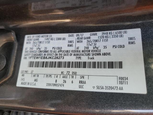 2018 Ford F150 Supercrew VIN: 1FTEW1EB8JKC28273 Lot: 62332224