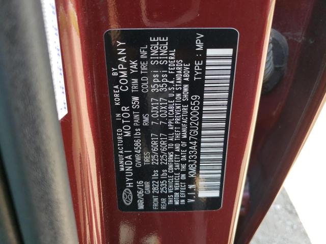 2016 Hyundai Tucson Limited VIN: KM8J33A47GU200659 Lot: 62039784