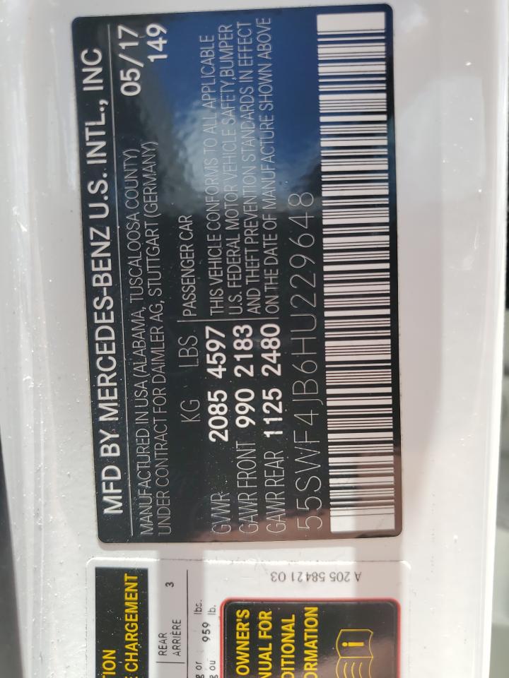 55SWF4JB6HU229648 2017 Mercedes-Benz C 300