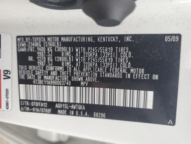 2009 Toyota Venza VIN: 4T3BE11A99U003740 Lot: 61127544